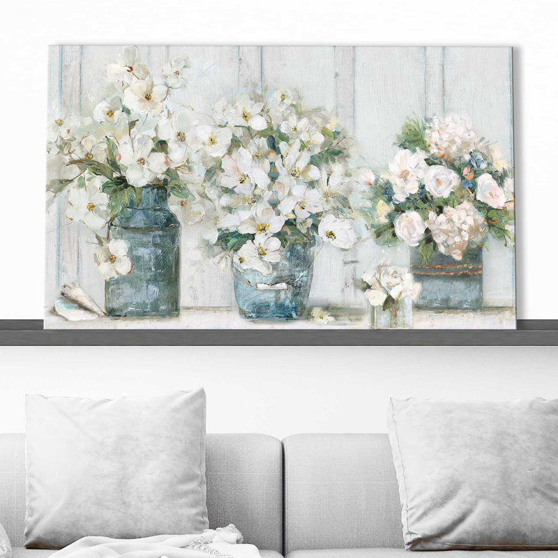 «Cottage Mantle» par - Peinture, Toile tendue, H 24 po x l 40 po x P 1,5 po