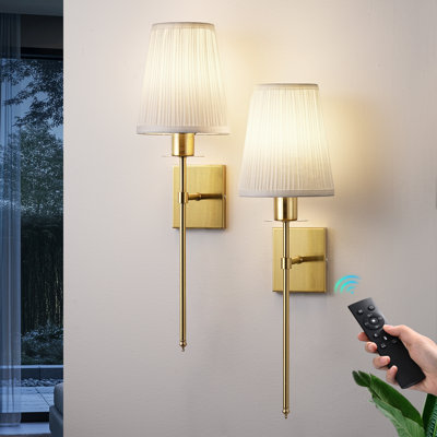  Dimmable Indoor Plug-in/Hardwired Wall Sconces Iron Wallchiere With Remote Control