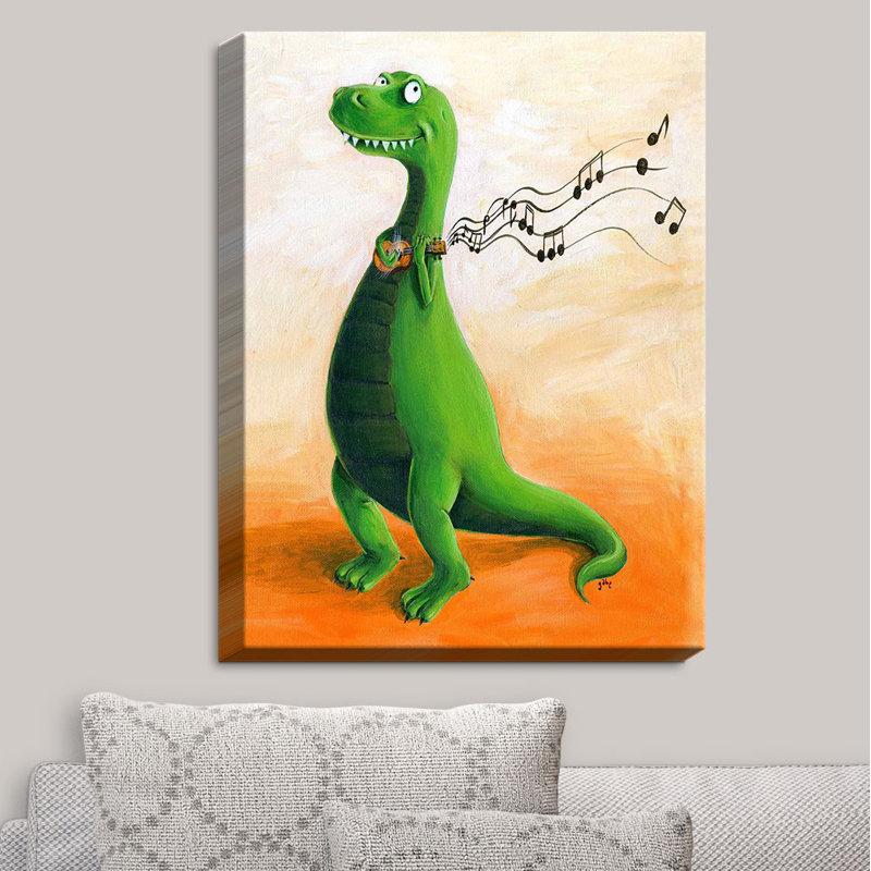 « strum dinosaur » par gabriel cunnett, reproduction d’art sur toile tendue, H 24 po x l 18 po x P 1,5 po, Toile tendue