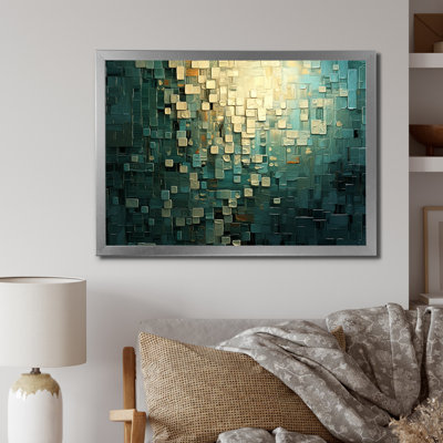 Ambitions of Dreams Retro or et bleu sarcelle - peinture abstraite sur toile