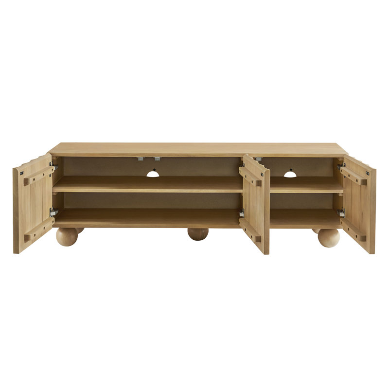 Sorren Scalloped Wood TV Stand, 54", Natural
