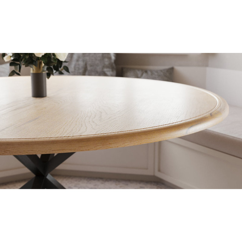 La table de salle à manger ronde en chêne avec pied en acier - miel, Miel