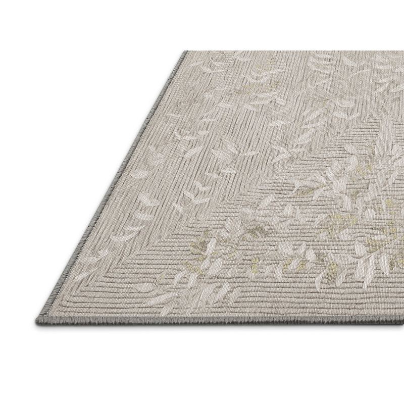 Machine Washable Gray Area Rug, Square 4'