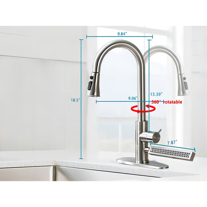 Robinet de cuisine rétractable BENSON, Nickel brossé