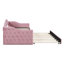 Lit de jour simple rembourré capitonné avec couchette, canapé-lit en velours avec ports de charge USB Type-C, aucun sommier nécessaire, rose