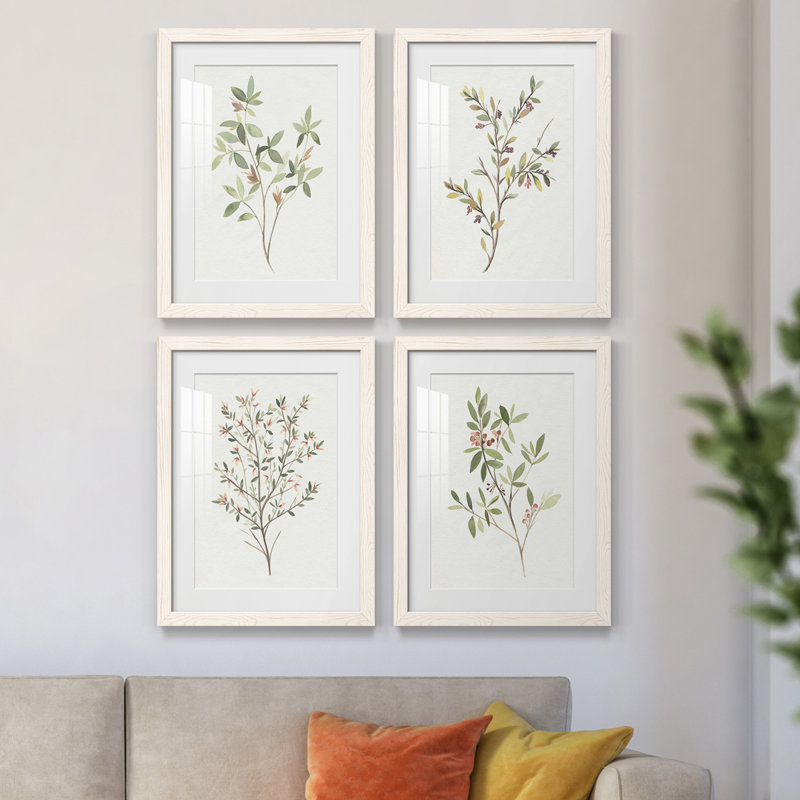Simple Sprig I - ensemble de 4 reproductions de cadres photo, Blanc, H 20 po x l 68 po x P 1,5 po