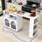 Modern Rolling Kitchen Island Cart with Built-in Charging Station, LED Lighting and Ample Storage-1481230228