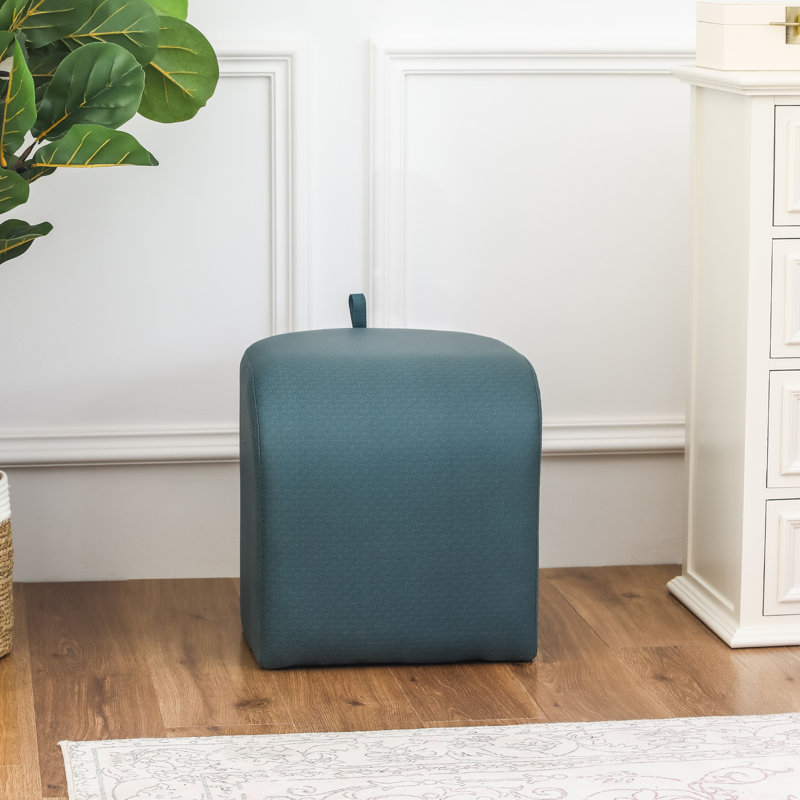 Repose-pieds en cuir Dirrick, Bleu sarcelle