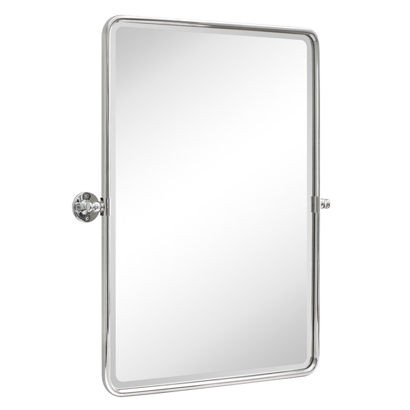 Miroir mural de salle de bain Woodvale, 35 po x 23 po, Nickel poli