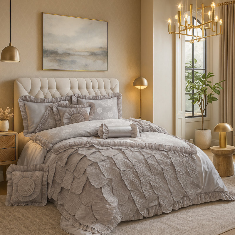 Polyester Satin Comforter, California King Comforter + 5 Additional Pieces