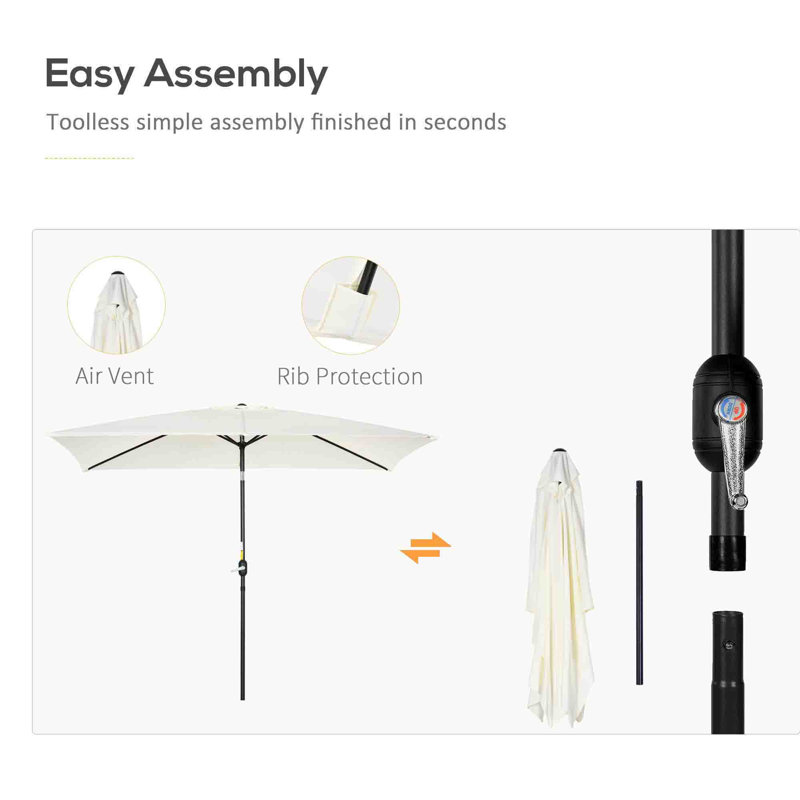 295cm Market Parasol, Cream/White
