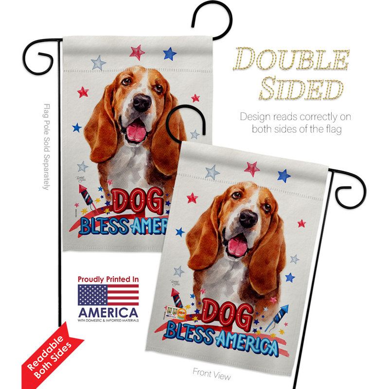 Drapeau de jardin Patriotic Basset Hound, H 18,5 po x l 13 po