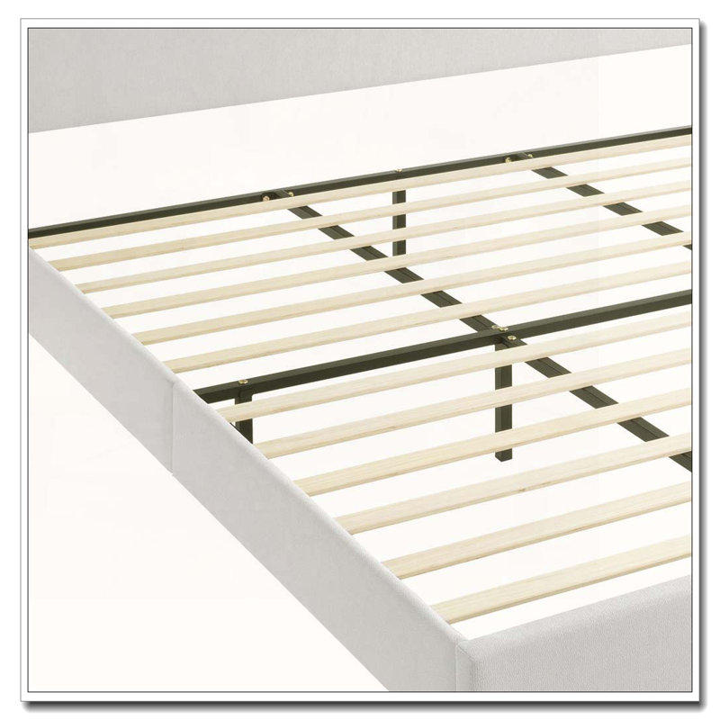 Structure de lit plateforme tapissier avec tête de lit haute 12 lattes en bois franc, Grand