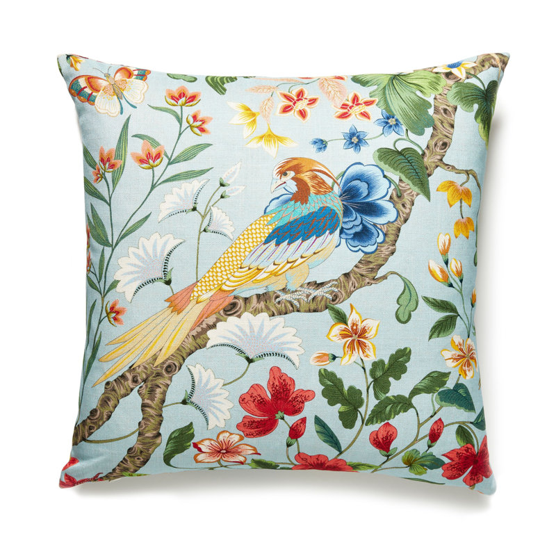 Woodland Estate Linen Blend Floral Square Pillow Cover & Insert, Sky Multicolor