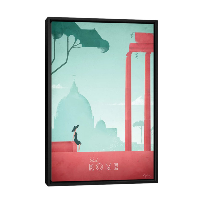 Rome, impression sur toile tendue, H 26 po x l 18 po x P 1,5 po, Toile avec cadre noir, Pas de tapis