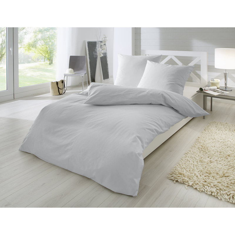 Perkal Bettwäsche 100% Baumwolle, Grey, Double - 2 Pillowcases (80 x 80 cm)