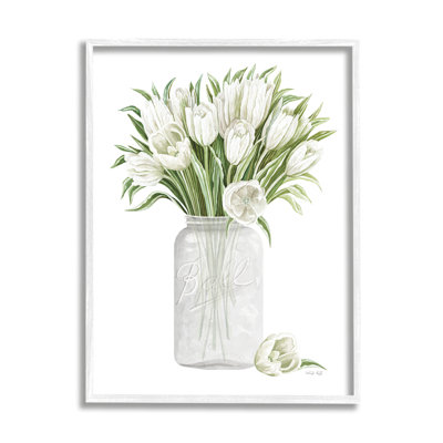 Tulips Rustic Country by Cindy Jacobs - Floater Frame Painting on Canvas