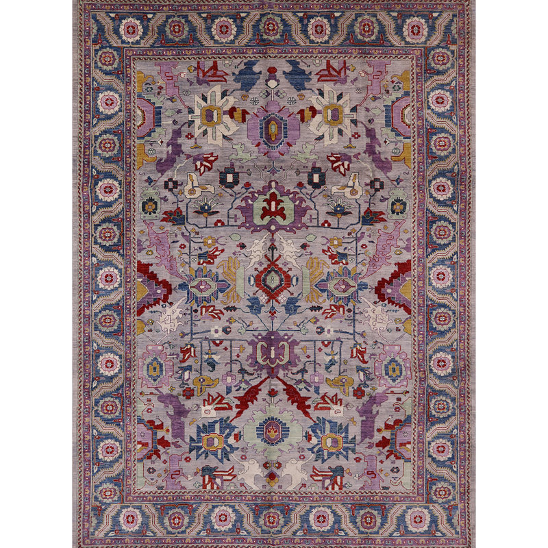 Tapis oriental bleu / mauve / gris clair Hargill, Rond 4 pi