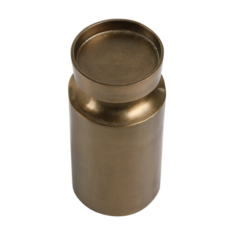 Mattil Tall Aluminum Candle Holder, Antique Brass, 10.5" H x 4.75" W x 4.75" D