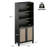 Tall Bookcase With Rattan Doors,5 Tier Storage Wood Shelves Large Bookshelf For Library Living Room Bedroom Home Office-1301762733