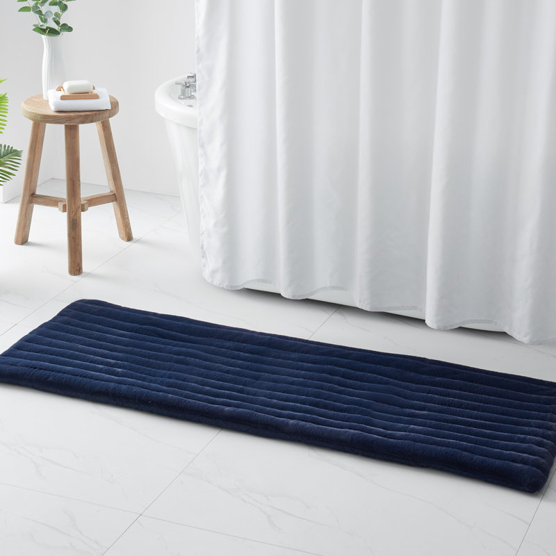 Tapis pour salle de bain Jasiel, Bleu marine