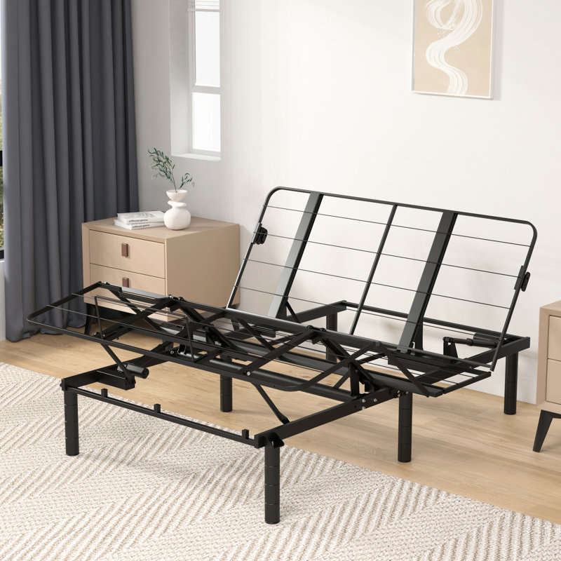 Structure de base de grand lit ajustable, capacité zéro, capacité de charge de 750 lb, double, pliable pour une installation facile, base moderne, ajustable, ports, bonne nuit de sommeil