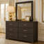 Ensemble de commode et miroir 2 pièces Cpe, 6 tiroirs avec poignées, noir anthracite Cyme