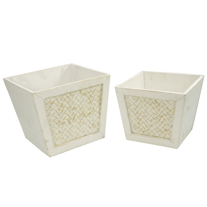 Ensemble de pots de fleurs en bois 3 pièces Noam, Blanc