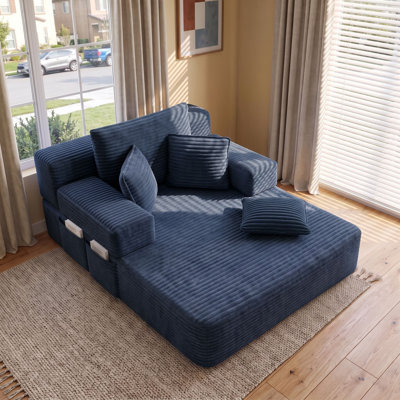 Canapé-lit convertible avec poche de rangement et coussins, 54 po de largeur