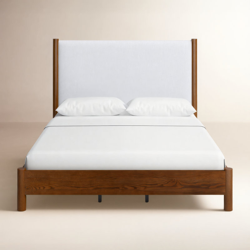 Kaplan Wood Bed, Queen, Medium Oak/Beige