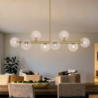 8-Light 37.40″ Gold Modern Chandelier Sputnik Chandelier Glass Chandelier for Dining Room