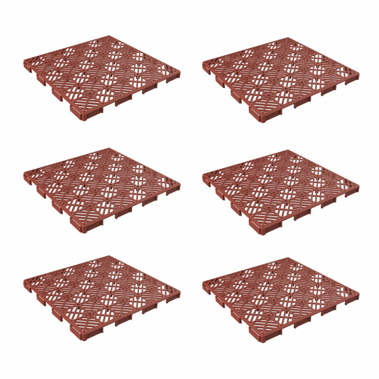 Walk This Way ! Gardening 1 Patio 11.5" x 11.5" Plastic Interlocking Tile in Terracotta