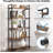 63" Tall  5-Tier Rustic Brown Industrial Metal Bookshelf Unit For Living Room, Office & Kitchen