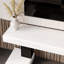 66.9' W White TV Stand With High Gloss Finish And Open Base