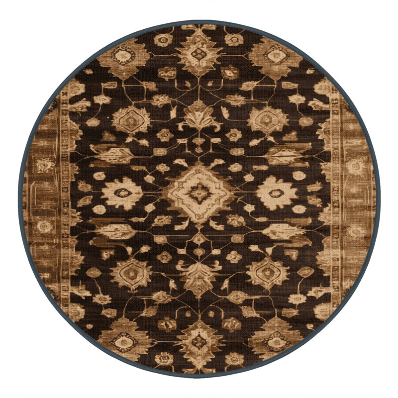 Tapis noir surteint lavable à la machine, Rond 6 pi