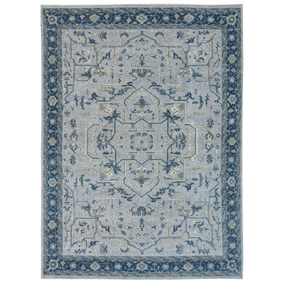 Wool Oriental Area Rug in Blue