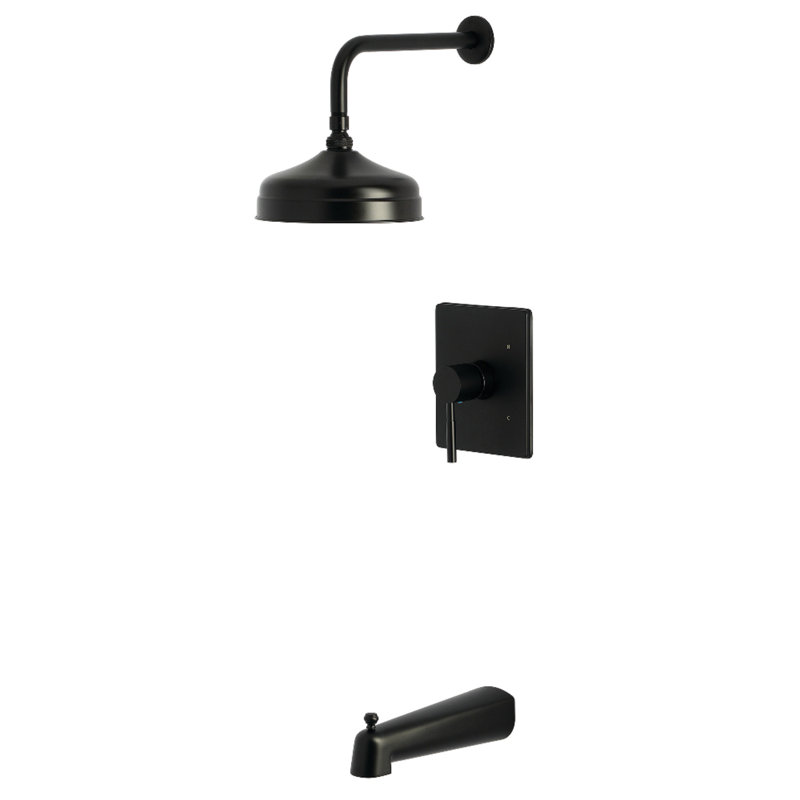 Robinet de baignoire et douche à pression équilibrée à poignée simple Kingston Brass Concord, Noir mat