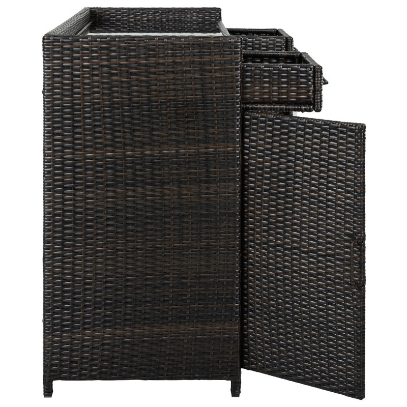 Armoire de bar en faux osier Havessa, Brun