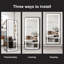 Miroir vertical de 64 po x 21 po pleine longueur avec lumière DEL, miroir de sol illuminé avec support, miroir mural avec cadre mince en alliage d'aluminium pleine longueur, noir