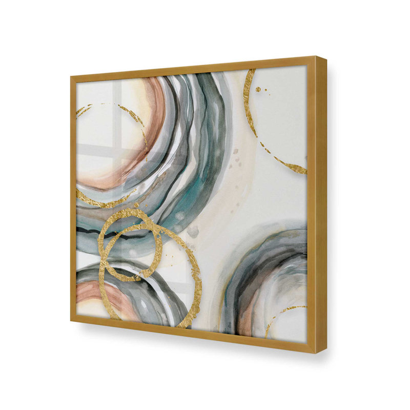 Golden Echoes v1 Rolled Print, Polished Gold Picture Framed, 16" H x 16" W x 1.25" D