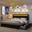 Meliz Modern Upholstered Bed Frame with 4 Bedside Drawers & Smart RGBW LED Lights, No Box Spring Needed, Easy Assembly,-1099533959-1097573246