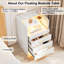 Bedside Cabinet with 3 Drawers, White Bedside Table with Glass Desktop, LED Lights & UK Charging Station 2AC/2USB, Wooden Side Table for Bedroom Living Room Sofa Side Corner Drawer Cabinet UK Plug