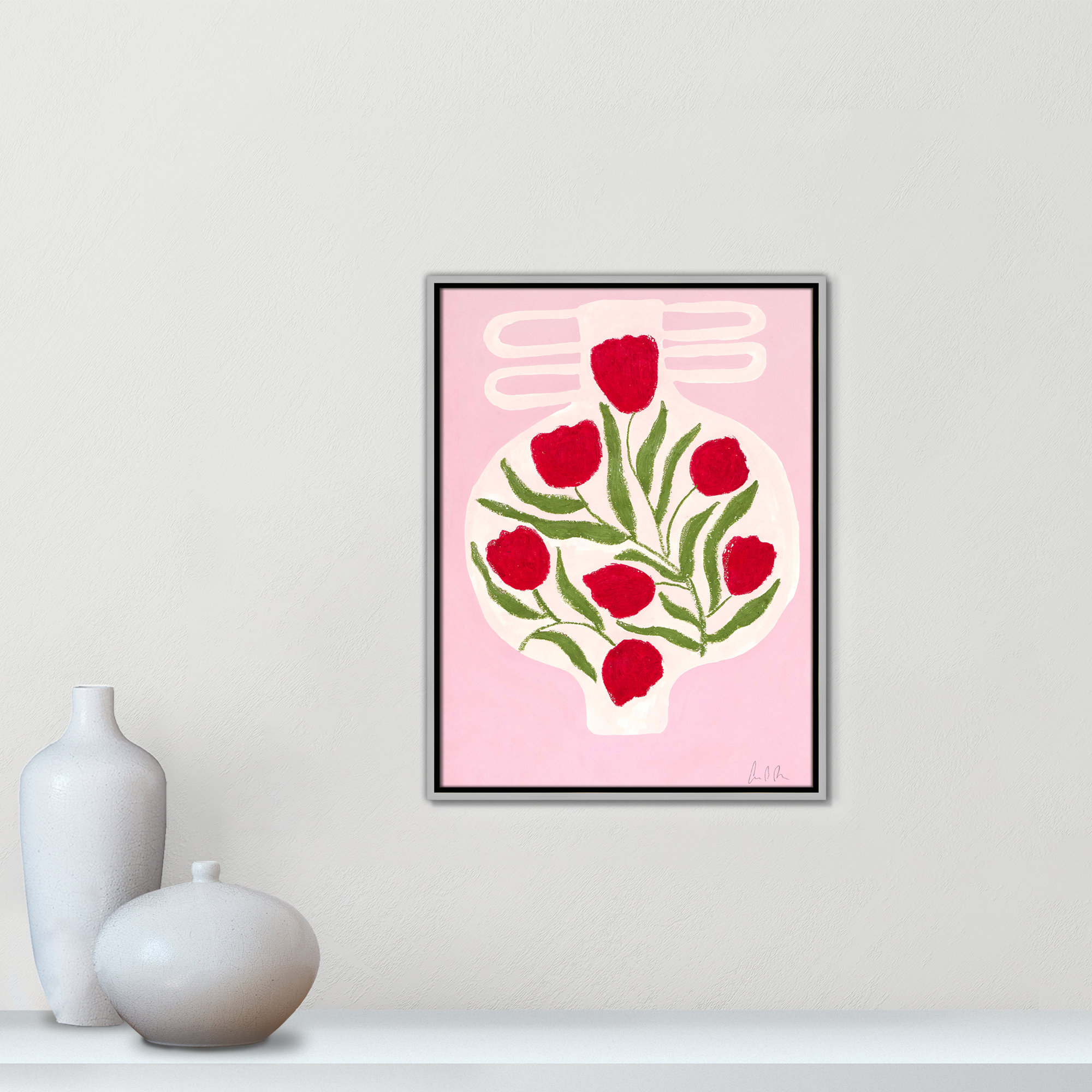 Vase No. 02 Print by Camilla Bergqvist, Silver, 25.5" H x 19.5" W