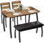 Ensemble de table de salle à manger 43 po pour 4 personnes, table de cuisine en bois avec banc rembourré et 2 chaises coussinées, ensemble de coin-repas industriel pour studio, cuisine, salle à manger, appartement, rétro-1909452664