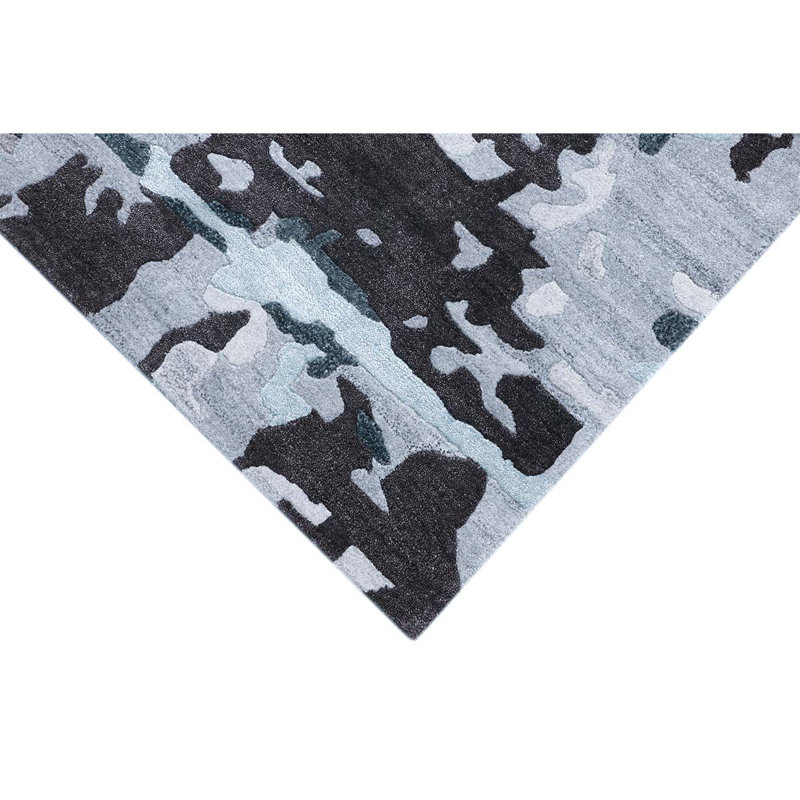 Camouflage Area Rug in Dark Gray/Light Blue, Rectangle 4' x 8'