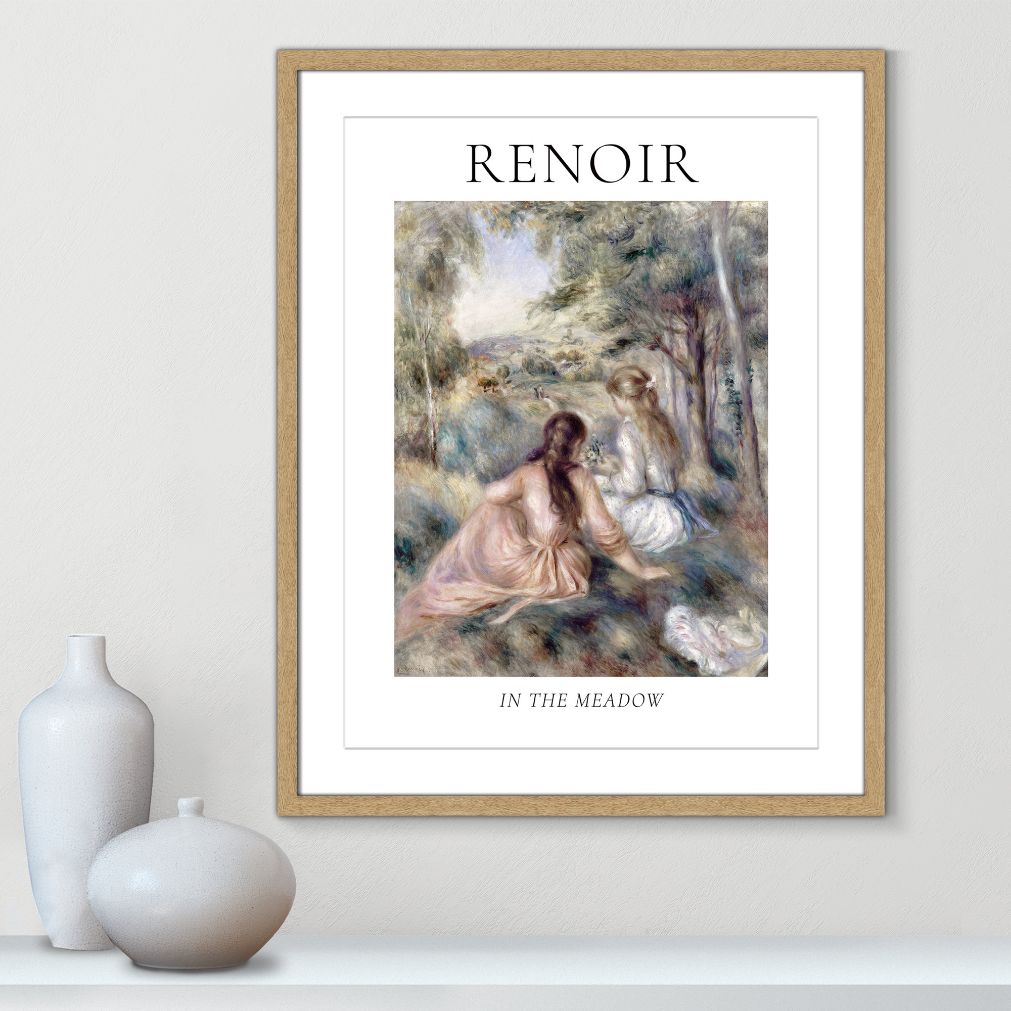 Old Masters Collection " In The Meadow " by Auguste Renoir, Natural Single Picture Frame, Yes, 29.5" H x 23.5" W x 1.25" D