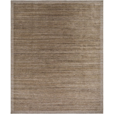 Yasmin Hand Knotted Striped Area Rug in Beige