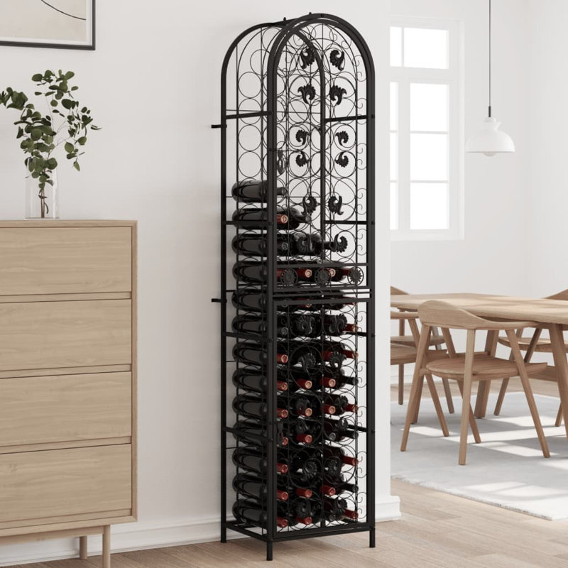 Gulfcrest Wine Rack Black Wrought Iron, 200cm H x 45cm W x 36cm D