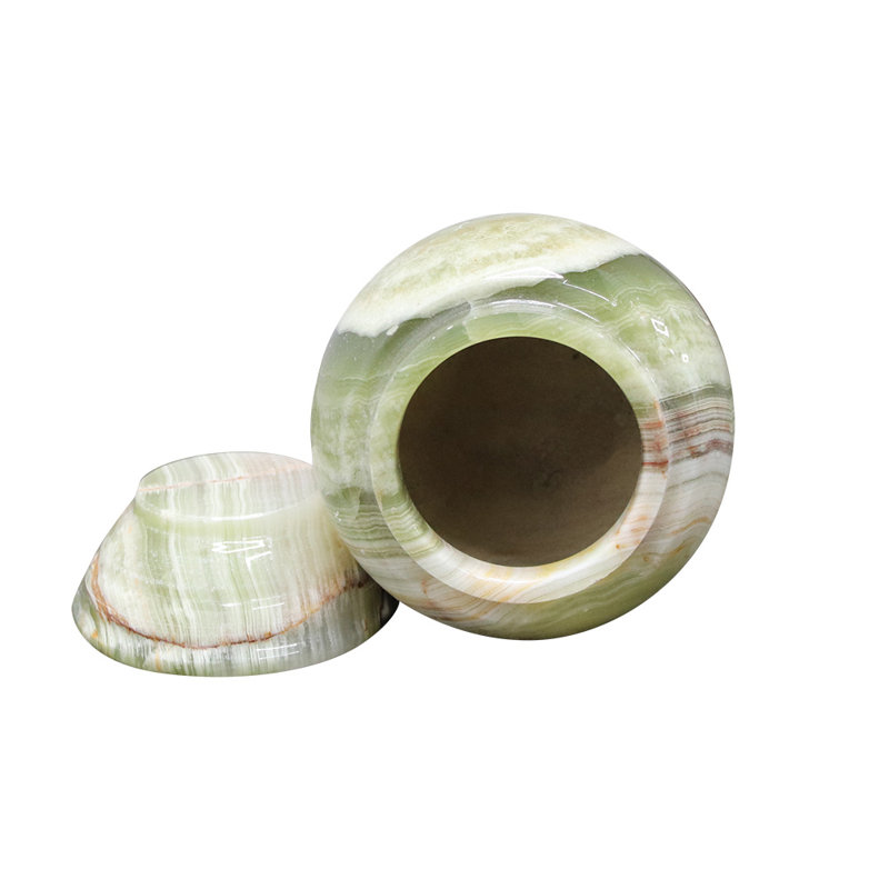 Marble Cremation Urn For Ashes, Small, Moss Green