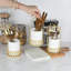 3Pcs Utensil Crocks Flatware Organizer, Coffee Spoon Dessert Fork Holder,White And Gold